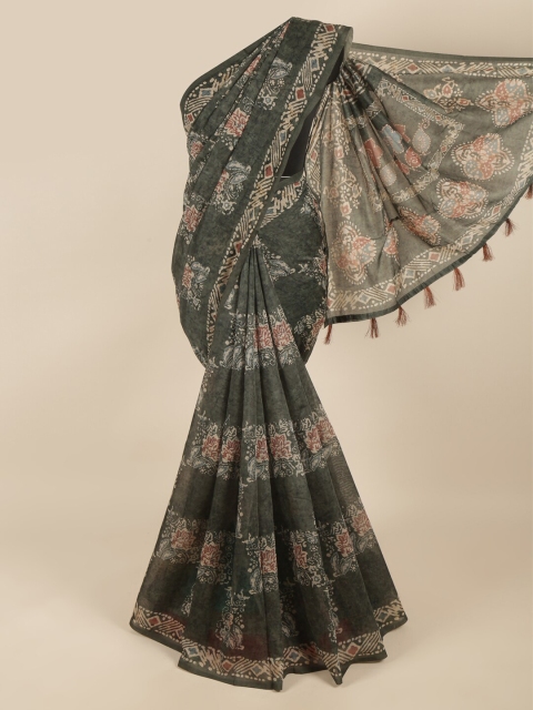 

Pothys Green & Beige Ethnic Motifs Saree