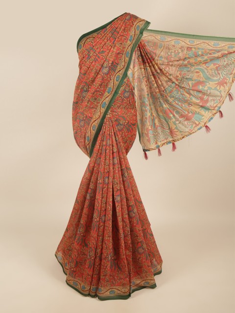 

Pothys Red & Green Floral Printed Saree