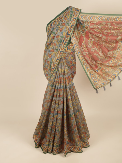 

Pothys Multicolour Floral Printed Cotton Blend Saree, Multi
