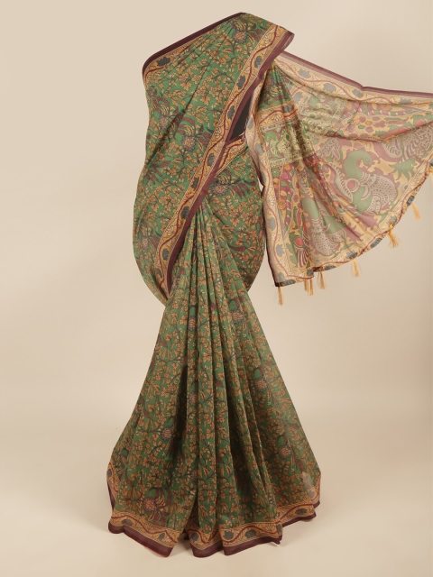 

Pothys Green & Brown Kalamkari Printed Saree