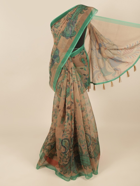 

Pothys Brown & Green Ethnic Motifs Saree