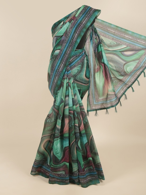

Pothys Green & Blue Abstract Printed Cotton Blend Saree