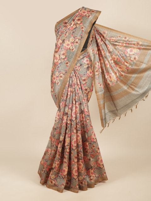 

Pothys Grey & Red Floral Saree