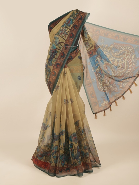 

Pothys Green & Beige Ethnic Motifs Printed Saree