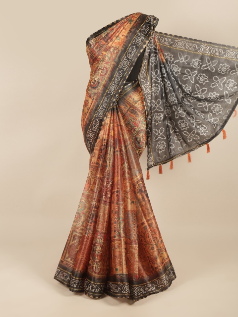 

Pothys Brown & Grey Ethnic Motifs Saree