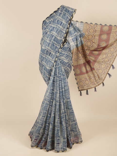 

Pothys Blue & Brown Cotton Blend Saree