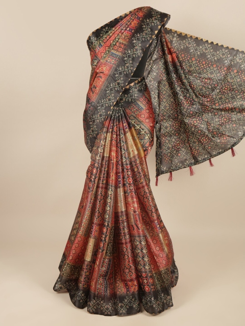 

Pothys Grey & Red Floral Printed Saree