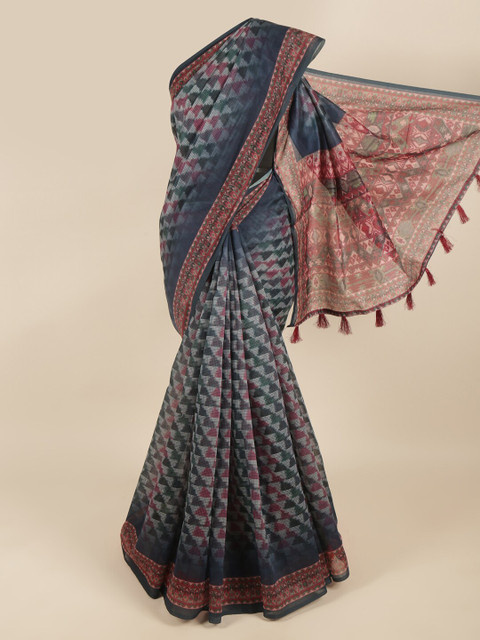 

Pothys Multicolour Cotton Blend Saree, Grey