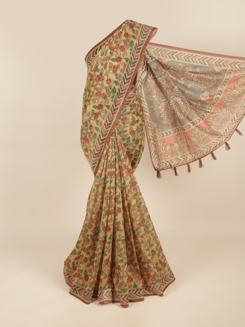 

Pothys Green & Rust Floral Printed Cotton Blend Saree