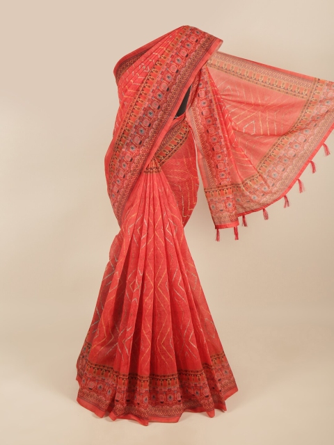 

Pothys Red & Blue Ethnic Motifs Saree