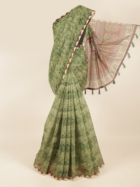 

Pothys Green & Brown Abstract Printed Saree