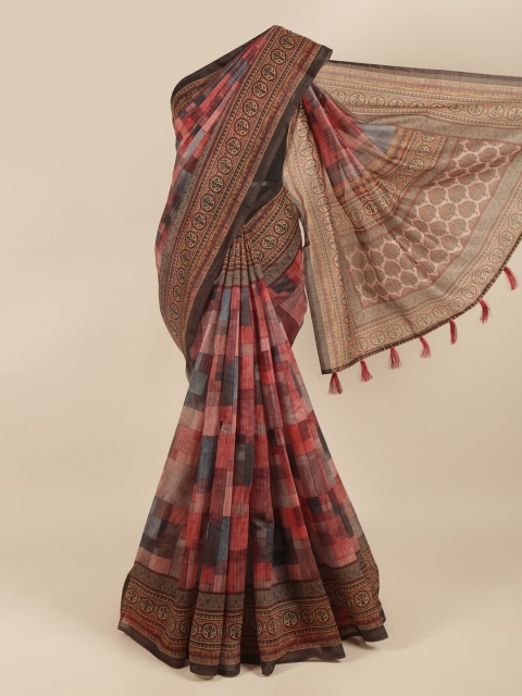 

Pothys Brown & Red Ethnic Motifs Saree