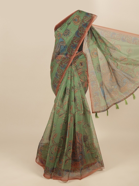

Pothys Green & Brown Floral Printed Saree
