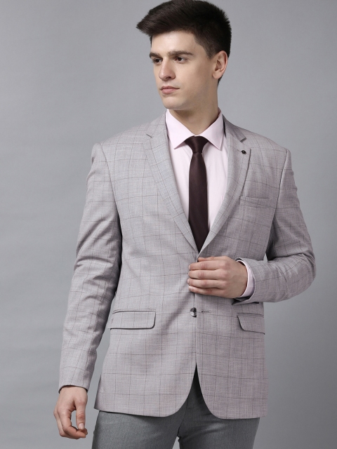 

Van Heusen Men Grey Checked Single-Breasted Formal Blazer