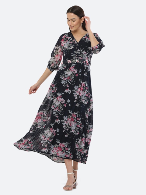 

Ashnaina White Floral Georgette Maxi Dress