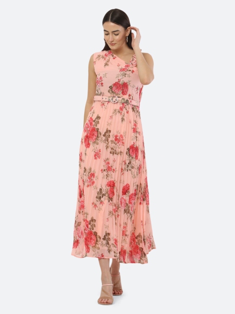 

Ashnaina Pink Floral Georgette Maxi Dress