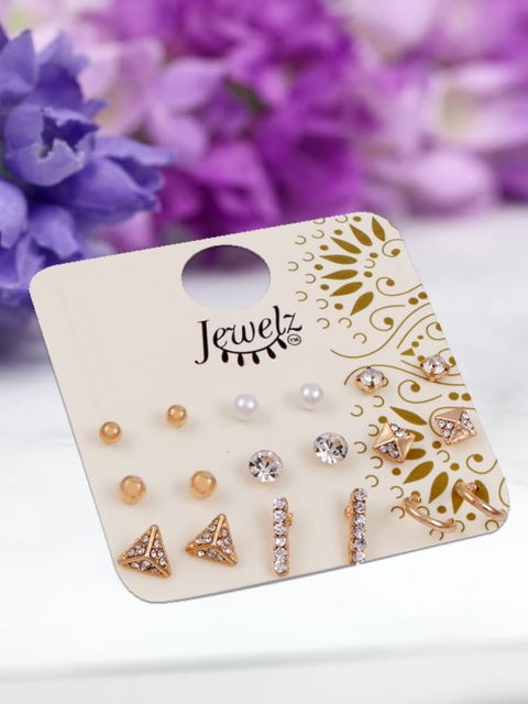 

Jewelz Gold-Toned Pair Of 9 Contemporary Studs Earrings