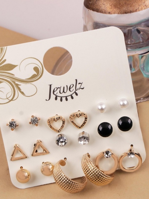 

Jewelz Gold-Toned Contemporary Studs Earrings