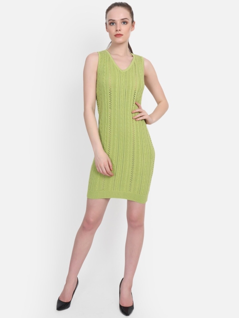 

FABNEST Green Knitted Bodycon Dress