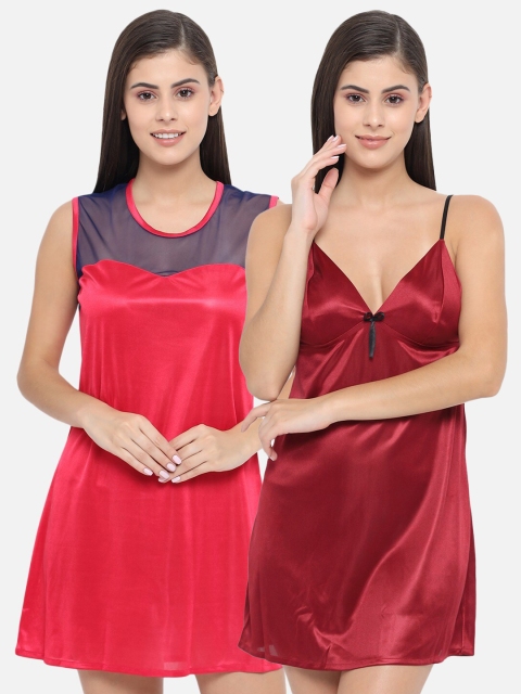 

Klamotten Pack Of 2 Red & Maroon Baby Doll