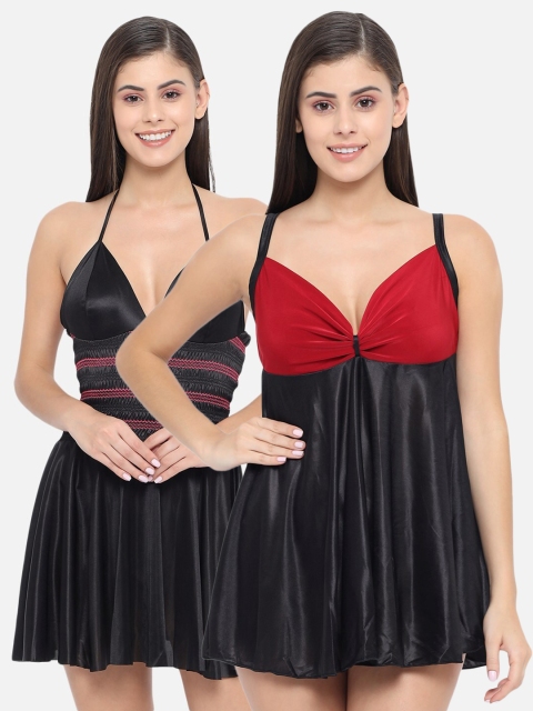 

Klamotten Pack Of 2 Black & Red Halter Neck Baby Doll