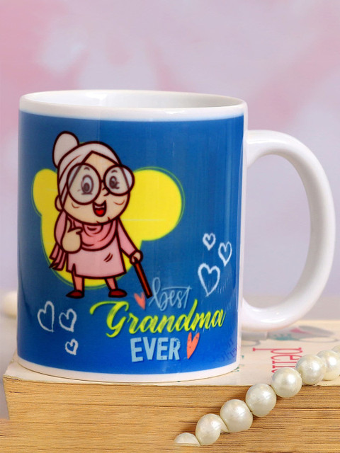 

Ferns N Petals White & Blue Best Grandma Printed Ceramic Matte Mugs