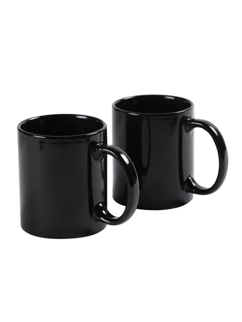 

Ferns N Petals Set Of 2 Black Solid Ceramic Glossy Mugs