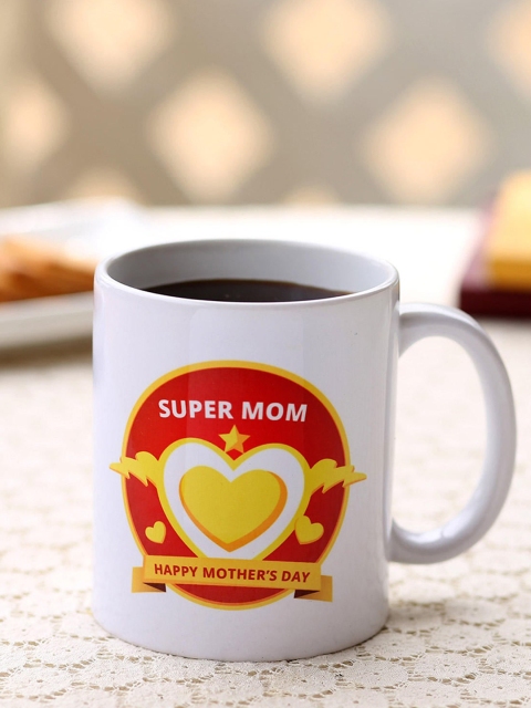 

Ferns N Petals White & Red Super Mom Printed Ceramic Matte Mug