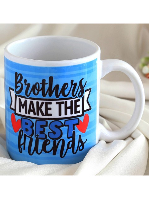 

Ferns N Petals White & Blue Brothers Make The Best Friends Printed Ceramic Matte Mugs
