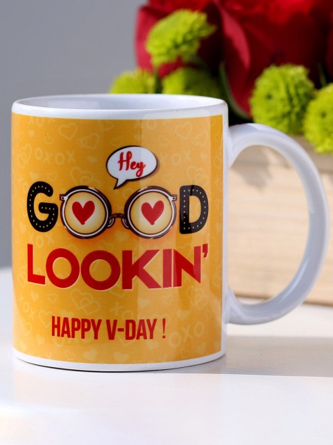 

Ferns N Petals White & Yellow Valentines Flirty Wishes Printed Ceramic Glossy Mugs