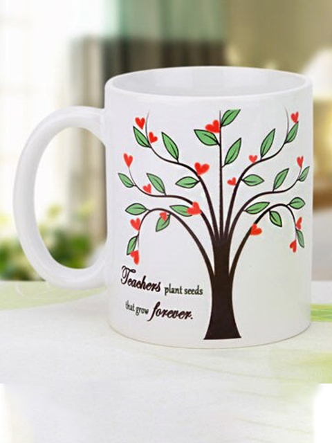 

Ferns N Petals White & Green Floral Allure Printed Ceramic Glossy Mugs