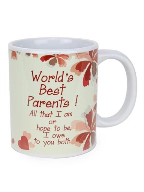 

Ferns N Petals Multicolor Worlds Best Parents Ceramic Glossy Mug, White