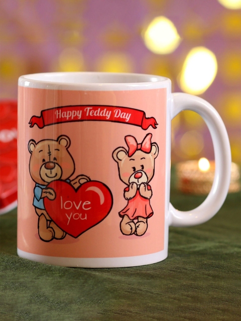 

Ferns N Petals Pink & White Teddy Day Printed Coffee Mug