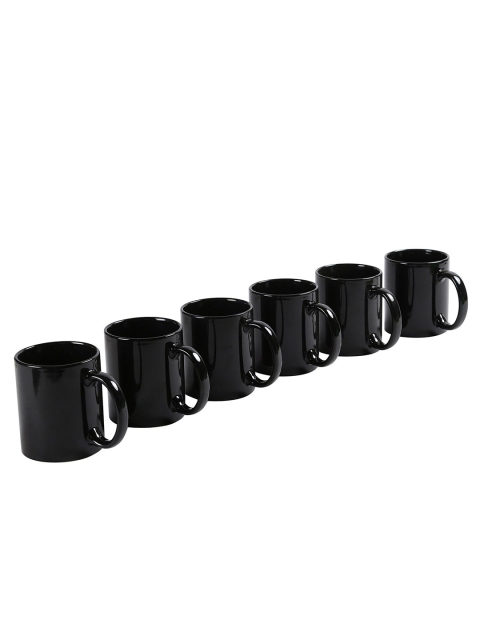 

Ferns N Petals Set of 6 Black Ceramic Glossy Mugs