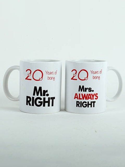 

Ferns N Petals Pack Of 2 White Always Right Printed Couple Coffee Mugs