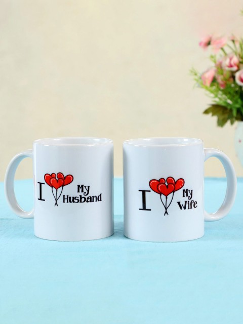 

Ferns N Petals Set Of 2 White & Red Love Printed Ceramic Glossy Mugs