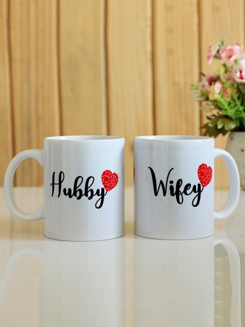 

Ferns N Petals White & Black Printed Ceramic Glossy Set Of 2 Loving Couple Mug Set