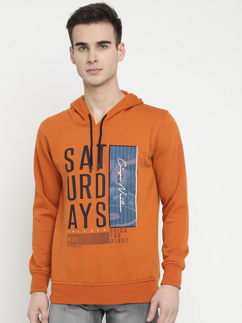 

V2 Value & Variety Men Rust Printed Hooded Sweatshirt