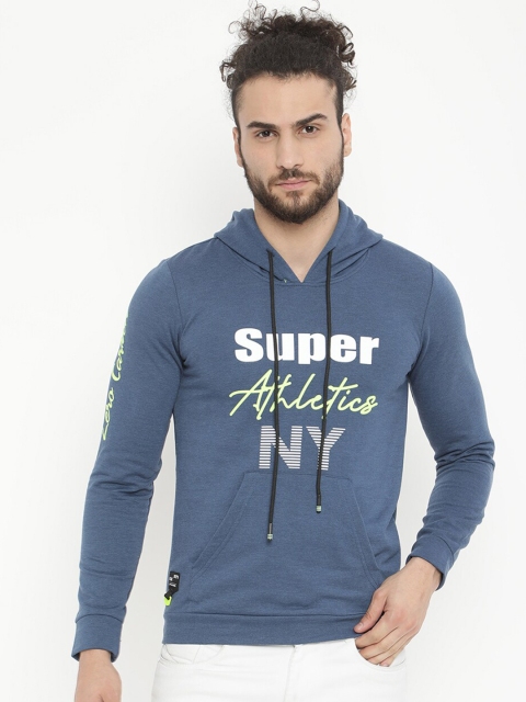 

V2 Value & Variety Men Blue Printed Hooded Sweatshirt