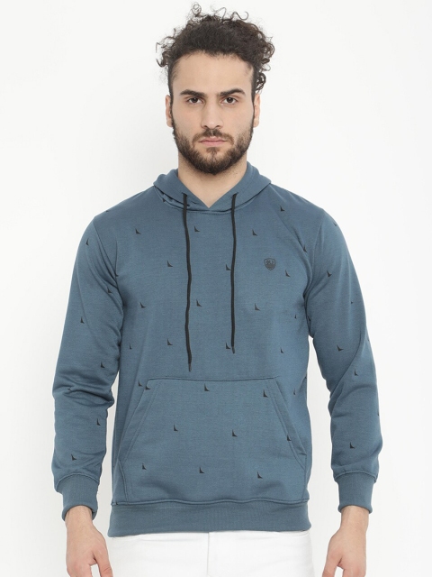 

V2 Value & Variety Men Teal Printed Hooded Sweatshirt