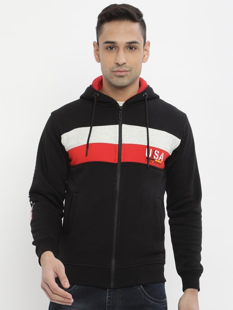 

V2 Value & Variety Men Black Colourblocked Hooded Sweatshirt