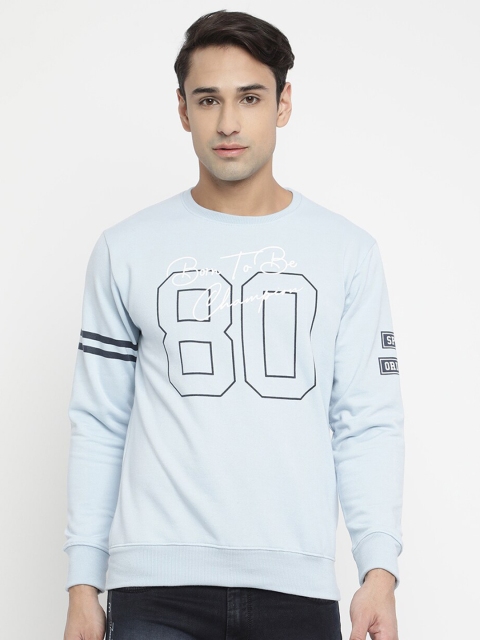 

V2 Value & Variety Men Turquoise Blue Printed Fleece Sweatshirt