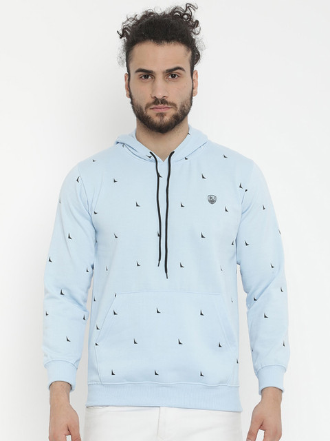 

V2 Value & Variety Men Blue Printed Hooded Sweatshirt