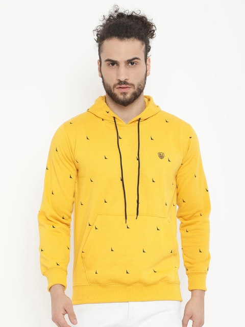 

V2 Value & Variety Men Mustard Printed Hooded Sweatshirt