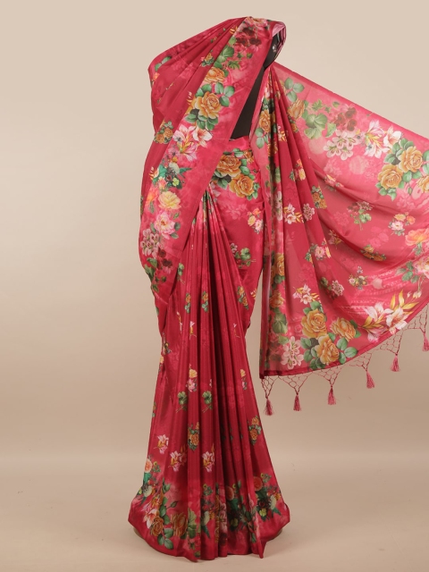 

Pothys Maroon & Green Floral Linen Blend Saree