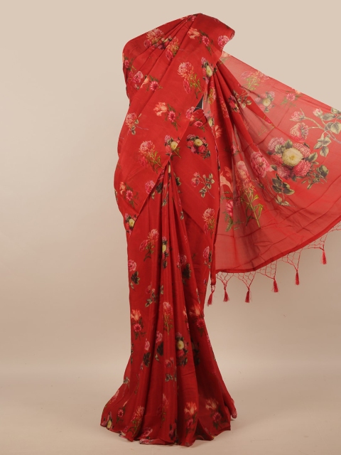 

Pothys Maroon & Green Floral Linen Blend Saree