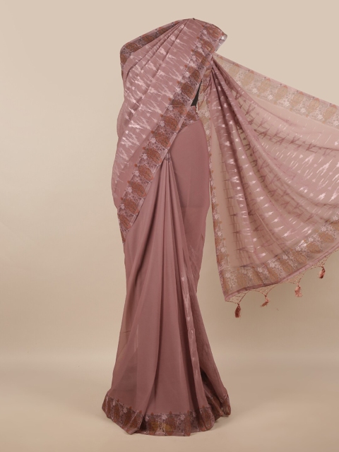 

Pothys Lavender & Brown Linen Blend Saree