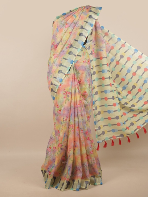 

Pothys Multicoloured Floral Linen Blend Saree, Multi