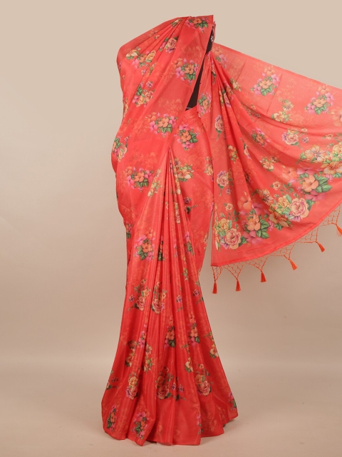 

Pothys Red & Green Floral Linen Blend Saree