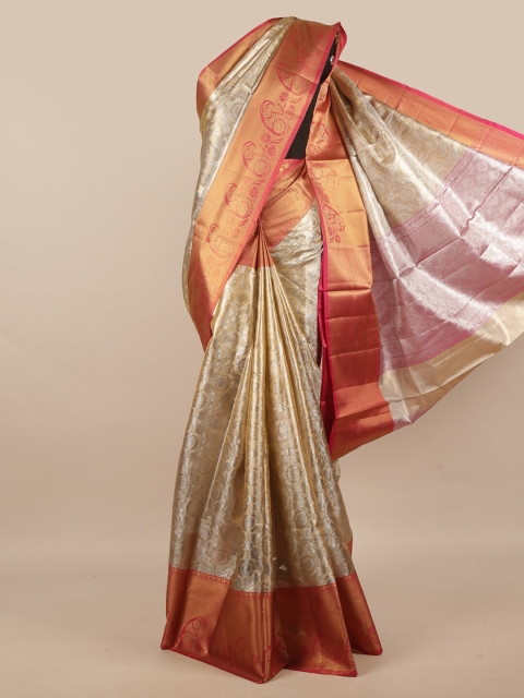 

Pothys Gold & Magenta Ethnic Motifs Zari Tissue Saree
